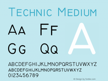 Technic Medium Version 001.000 Font Sample