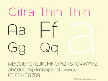 Cifra Thin Thin Version 1.100 2006 Font Sample