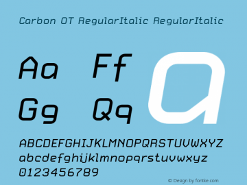 Carbon OT RegularItalic RegularItalic Version 1.100 2003图片样张