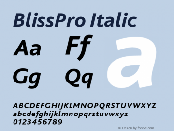 BlissPro Italic 001.001 Font Sample