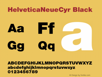 HelveticaNeueCyr Black 001.000 Font Sample