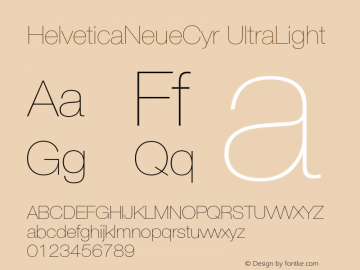 HelveticaNeueCyr UltraLight 001.000图片样张