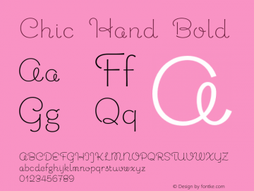 Chic Hand Bold Version 1.000 2006 initial release图片样张