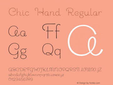 Chic Hand Regular Version 1.000 2006 initial release Font Sample