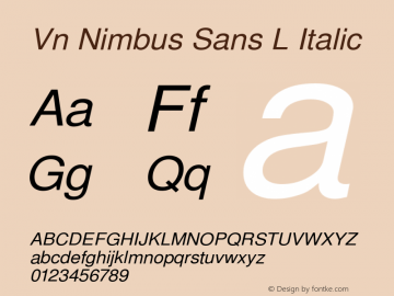 Vn Nimbus Sans L Italic Version 1.05图片样张