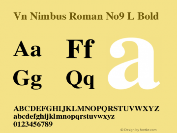 Vn Nimbus Roman No9 L Bold Version 1.05 Font Sample