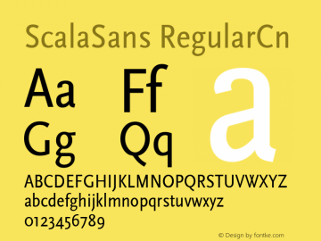 ScalaSans RegularCn Macromedia Fontographer 4.1 3/2/2002 Font Sample