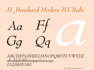 H_Bernhard Modern BT Italic 1997.01.28图片样张