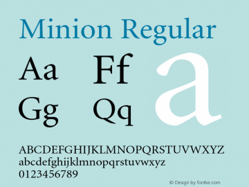 Minion Regular OTF 1.0;PS 001.001;Core 1.0.22图片样张