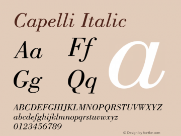Capelli Italic Rev. 002.02q Font Sample