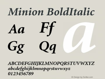 Minion BoldItalic Version 1.00图片样张