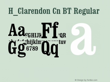 H_Clarendon Cn BT Regular 1997.01.28 Font Sample