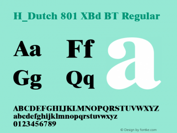 H_Dutch 801 XBd BT Regular 1997.01.27 Font Sample