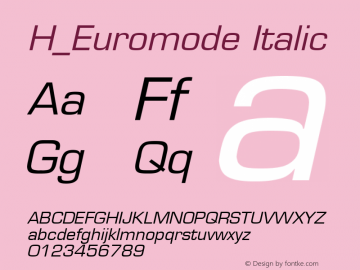 H_Euromode Italic 1000 Font Sample