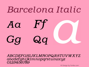 Barcelona Italic Altsys Fontographer 3.5  10/29/92 Font Sample