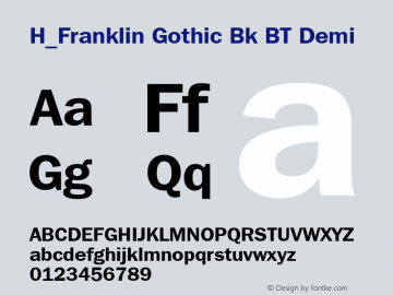 H_Franklin Gothic Bk BT Demi 1997.01.28图片样张