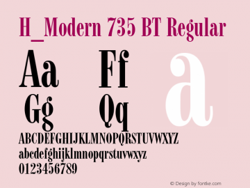 H_Modern 735 BT Regular 1997.01.28 Font Sample