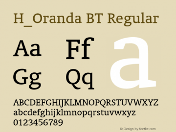 H_Oranda BT Regular 1997.01.30 Font Sample