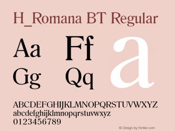 H_Romana BT Regular 1997.01.29 Font Sample