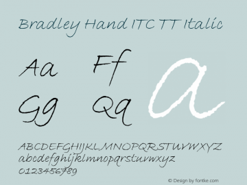 Bradley Hand ITC TT Italic Version 1.00图片样张