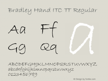 Bradley Hand ITC TT Regular Macromedia Fontographer 4.1.3 5/8/97图片样张
