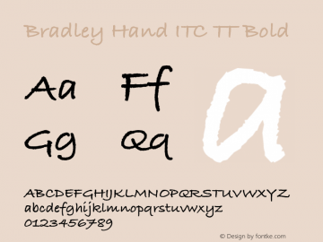 Bradley Hand ITC TT Bold Macromedia Fontographer 4.1.3 5/9/97图片样张