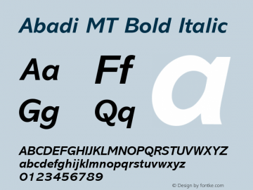 Abadi MT Bold Italic 001.003 Font Sample