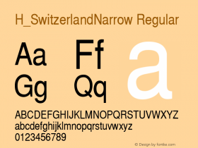 H_SwitzerlandNarrow Regular 1997.01.23 Font Sample