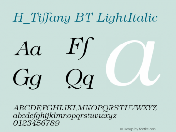 H_Tiffany BT LightItalic 1997.01.25 Font Sample