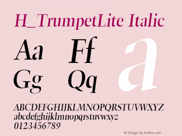 H_TrumpetLite Italic 1997.01.23 Font Sample