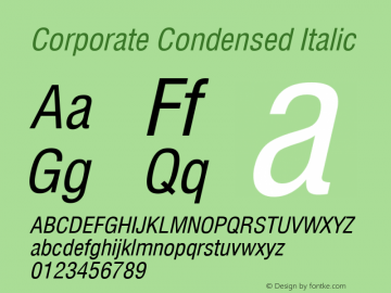 Corporate Condensed Italic Rev. 002.002 Font Sample