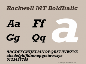 Rockwell MT BoldItalic Version 2.0 - March 2001图片样张
