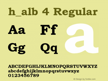 h_alb 4 Regular 1997. 02. 02. Font Sample