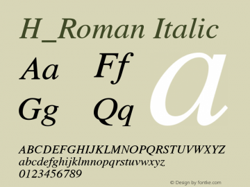 H_Roman Italic 1.000 Font Sample