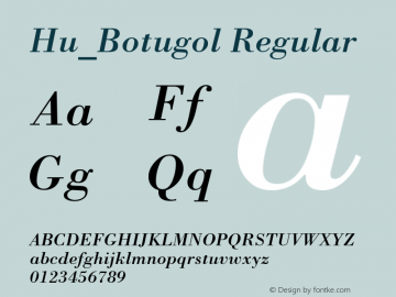 Hu_Botugol Regular Copyright (c) 1997 by WoodStone. Font Sample