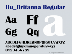 Hu_Britanna Regular Copyright (c) 1997 by WoodStone.图片样张