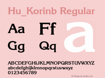 Hu_Korinb Regular Copyright (c) 1997 by WoodStone. Font Sample