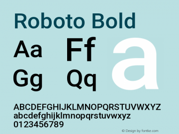 Roboto Bold Version 1.00 September 11, 2014, initial release Font Sample