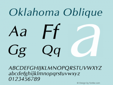 Oklahoma Oblique Version 3.00 Font Sample