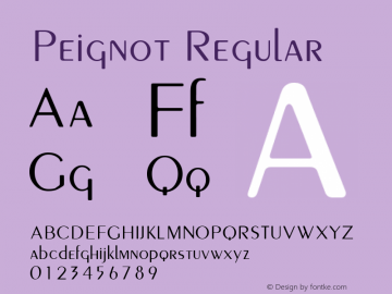 Peignot Regular Macromedia Fontographer 4.1.4 10/23/00 Font Sample