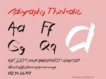 Xaligraphy ThinItalic Version 1.00 November 28, 2006, initial release Font Sample