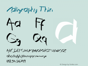 Xaligraphy Thin Version 1.00 November 28, 2006, initial release Font Sample
