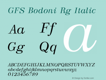 GFS Bodoni Rg Italic Version 1.0图片样张