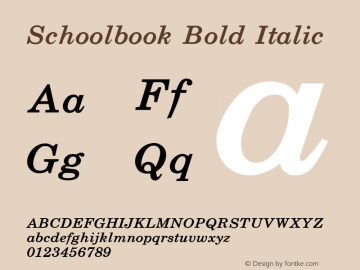 Schoolbook Bold Italic Media Graphics International: Publisher's Paradise (TM) October 1994 Font Sample