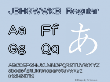 JBHGWWKB Regular V4.0 Font Sample