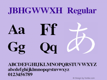 JBHGWWXH Regular V4.0 Font Sample