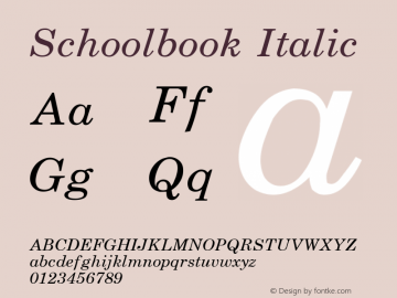 Schoolbook Italic Media Graphics International: Publisher's Paradise (TM) October 1994 Font Sample