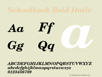 Schoolbook Bold Italic The IMSI MasterFonts Collection, tm 1995, 1996 IMSI (International Microcomputer Software Inc.) Font Sample