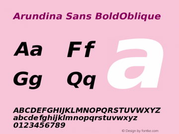 Arundina Sans BoldOblique Version 1.23图片样张