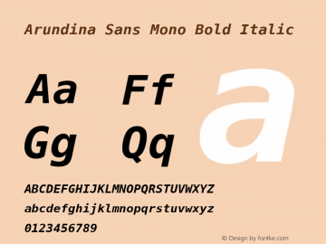 Arundina Sans Mono Bold Italic Release 1.10图片样张